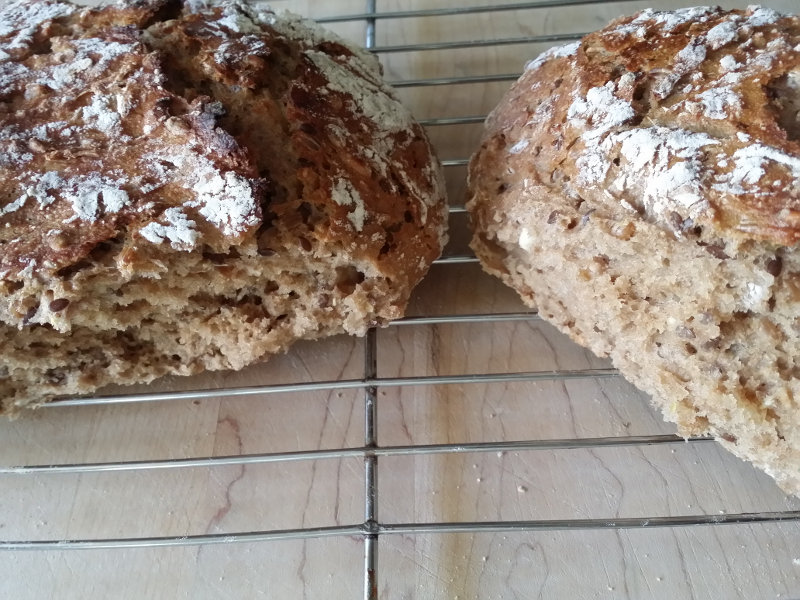 No-knead Sourdough Rye, Wheat, and Spelt Bread Recipe